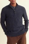Billy Reid Bird's Eye Half Zip Sweater In Carbon Blue Melange