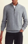Billy Reid Bird's Eye Half Zip Sweater In Grey Melange