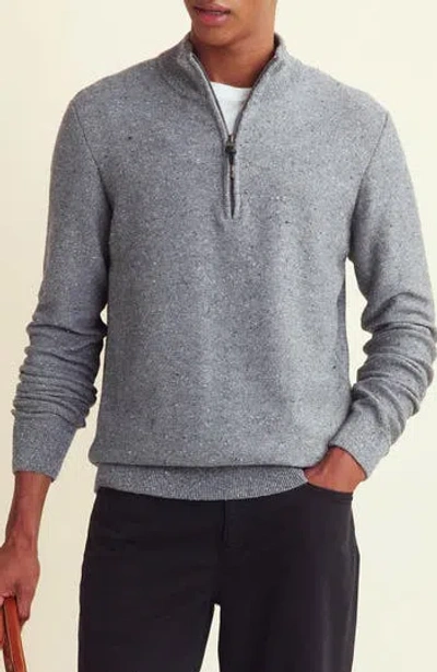Billy Reid Bird's Eye Half Zip Sweater In Grey Melange