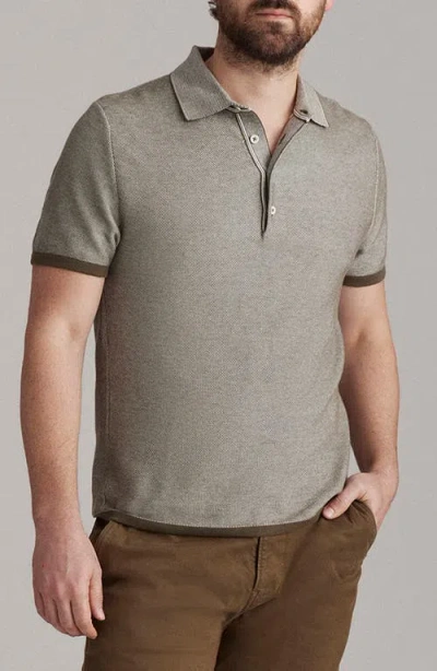 Billy Reid Bird's Eye Piqué Polo Sweater In Gray