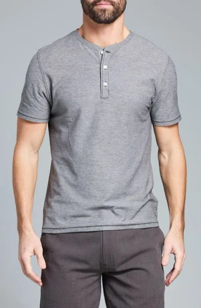Billy Reid Bird's Eye Short Sleeve Henley In Gray