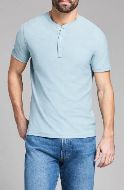 Billy Reid Bird's Eye Short Sleeve Henley In Blue