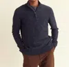 Billy Reid Birdseye Half Zip Carbon Sweater In Carbon Blue Melange In Blue
