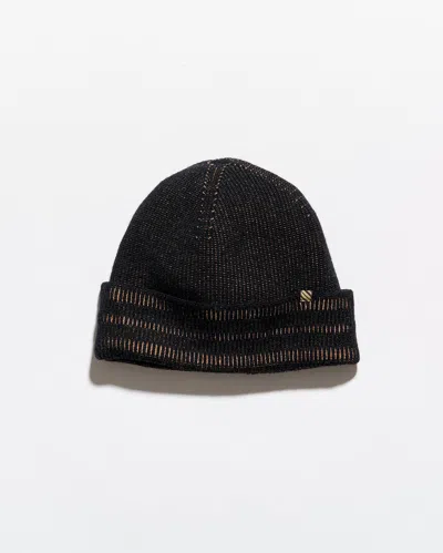 Billy Reid Bishop Rib Beanie In Black & Gold