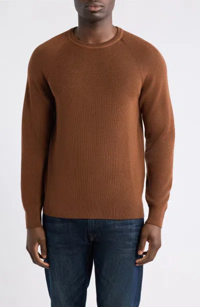 Billy Reid Bishop Rib Wool & Cotton Sweater In Brown