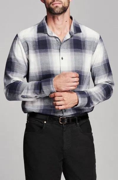 Billy Reid Bold Melangé Plaid Shirt In Gray