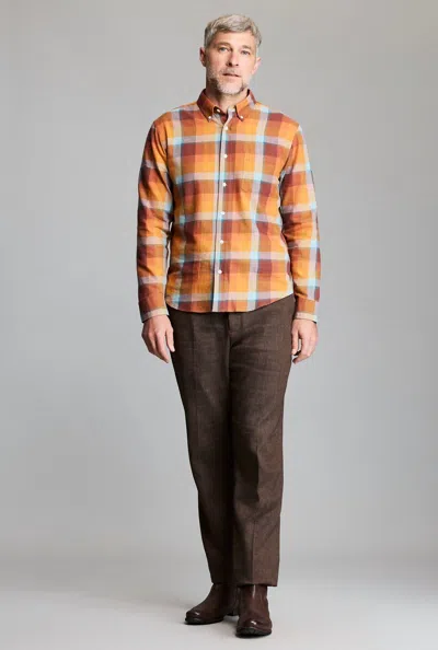 Billy Reid Bold Plaid Tuscumbia Button Down Shirt In Orange In Multi