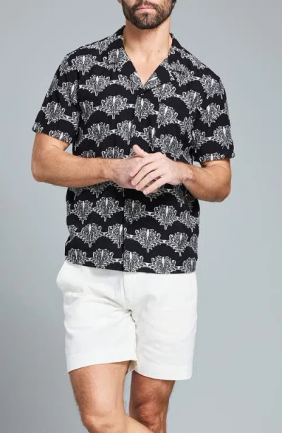 Billy Reid Botanical Cotton Camp Shirt In Black