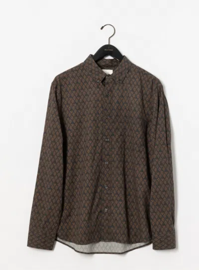Billy Reid Botanical Diamond Tuscumbia Shirt Button-down In Black/billy's Brown