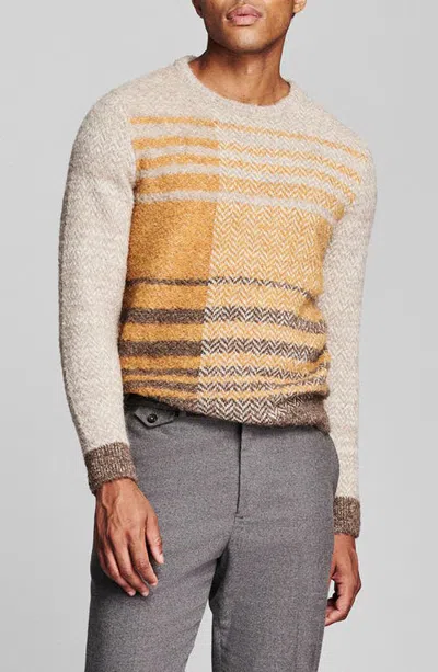 Billy Reid Boucl Archive Plaid Crewneck Sweater In Black