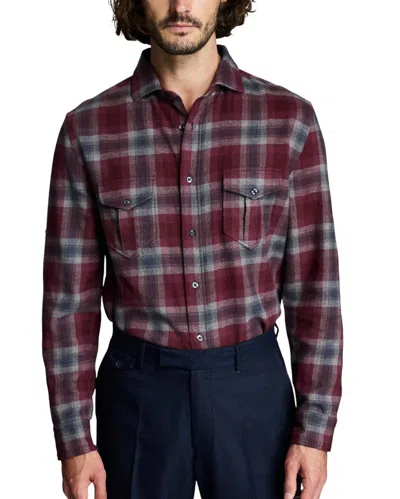 Billy Reid Brushed Bold Plaid Scout Shirt In Syrah Multi In Burgundy