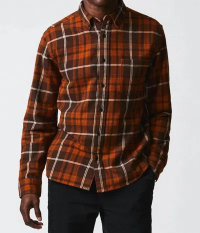 Billy Reid Brushed Bold Tuscumbia Shirt In Orange/rust In Brown