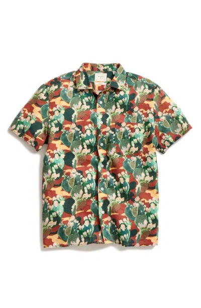 Billy Reid Cactus Treme Short Sleeve Linen Button-up Shirt In Multi