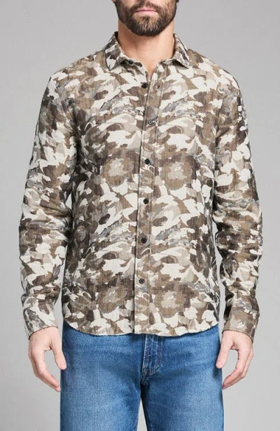 Billy Reid Camellia Jacquard Cedar Button-up Shirt In Brown