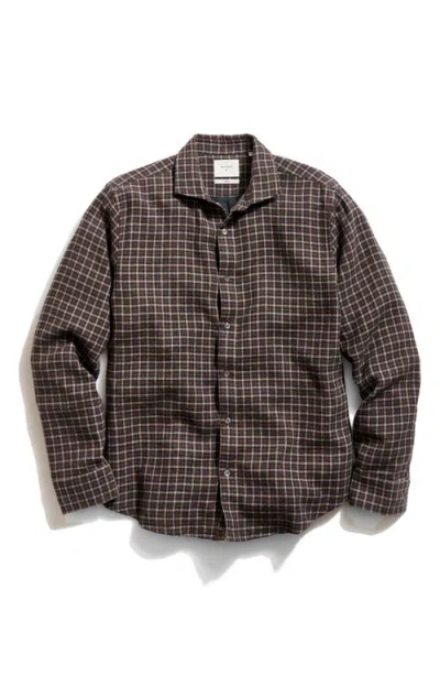 Billy Reid Cedar Bold Plaid Brushed Button-up Shirt In Brown