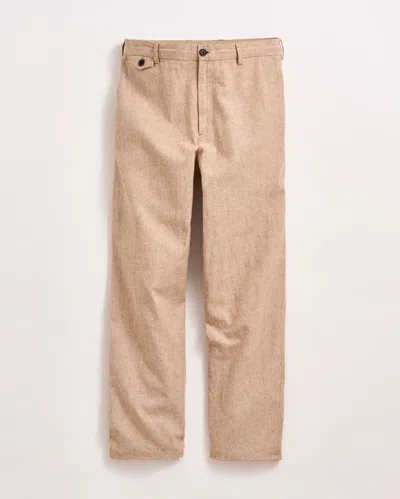 Billy Reid Chambray Flat Front Pant In Brown