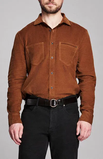 Billy Reid Cochran Moleskin Shirt In Brown