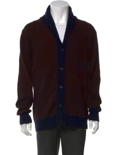 Pre-owned Billy Reid Colorblock Pattern Collar Cardigan In Blue