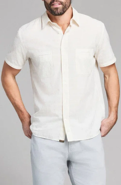 Billy Reid Corded Plaid Donelson Short Sleeve Button-up Shirt In Neutral