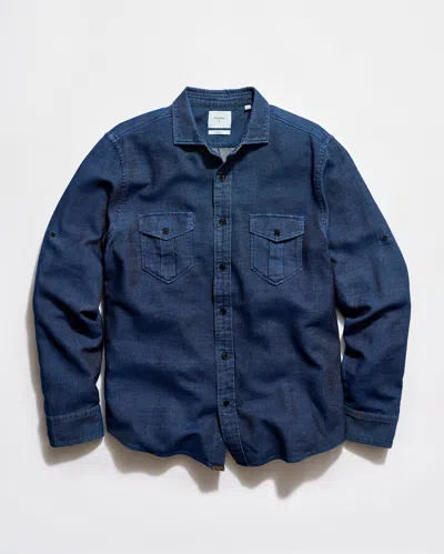 Billy Reid Cotton Dobby Scout Shirt In Blue