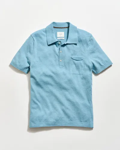 Billy Reid Cotton Linen Sweater Polo In Blue