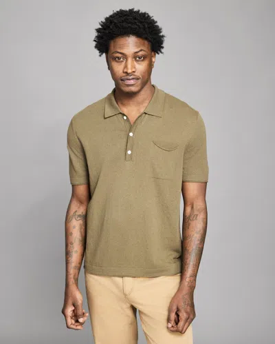 Billy Reid Cotton Linen Sweater Polo In Green