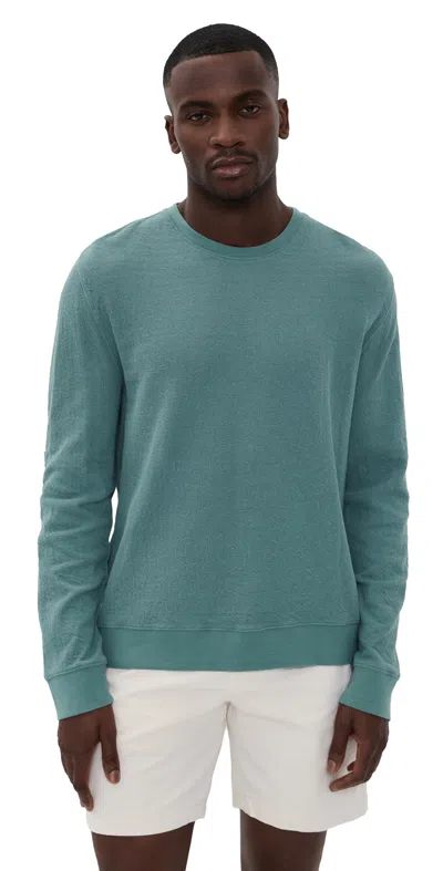 Billy Reid Crinkle Rib Crew Sweater Steel Blue
