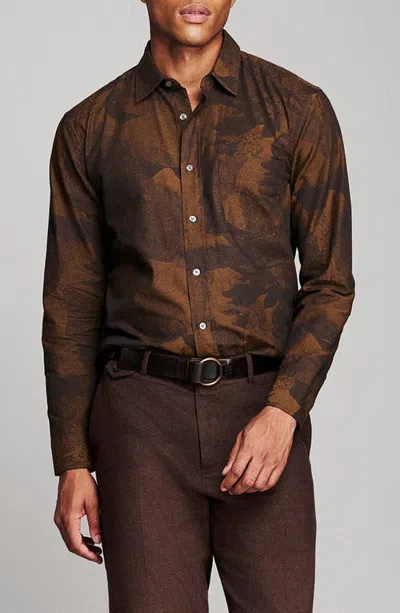 Billy Reid Cypress Archive Peacock Cotton Jacquard Button-up Shirt In Brown