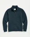 Billy Reid Diamond Quilt Half Zip Sweatshirt In Carbon Blue In Blue
