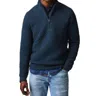 Billy Reid Diamond Quilt Half Zip Sweatshirt In Carbon Blue In Blue