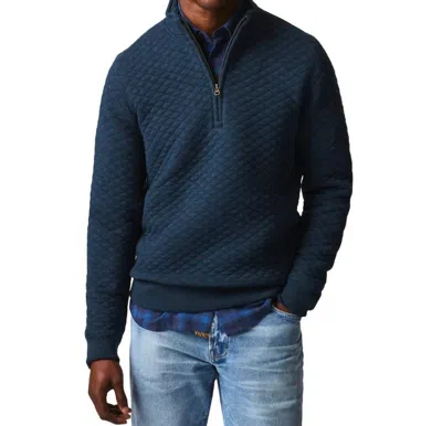 Billy Reid Diamond Quilt Half Zip In Carbon Blue