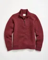 Billy Reid Diamond Quilt Half Zip In Merlot