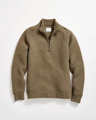 Billy Reid Diamond Quilt Half Zip In Moss Green