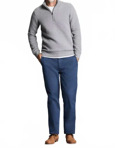 Billy Reid Diamond Quilt Half Zip Sweater In Medium Grey In Gray