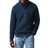 Billy Reid Diamond Quilt Half Zip Sweatshirt In Carbon Blue In Blue