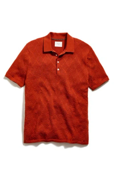 Billy Reid Diamond Stitch Polo Sweater In Red