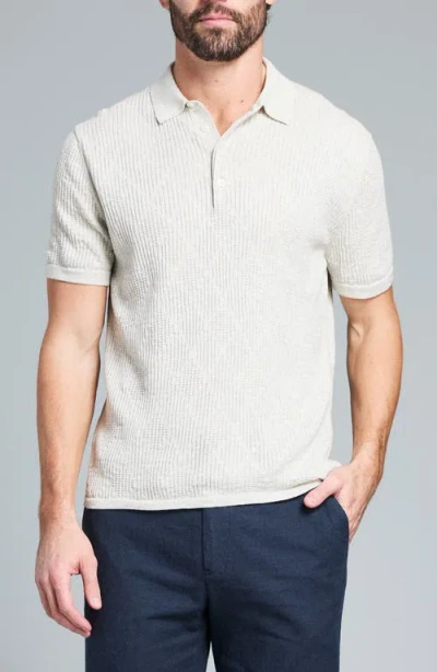 Billy Reid Diamond Stitch Polo Sweater In White