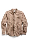 Billy Reid Dobby Stripe Tuscumbia Shirt Button Down In Brown