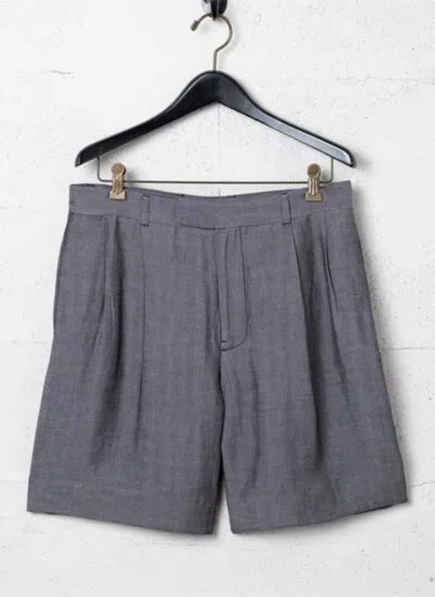 Billy Reid Double Pleated Short - Carbon Blue