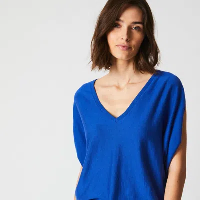 Billy Reid Drape Sleeve Fine Gauge Tee In Blue