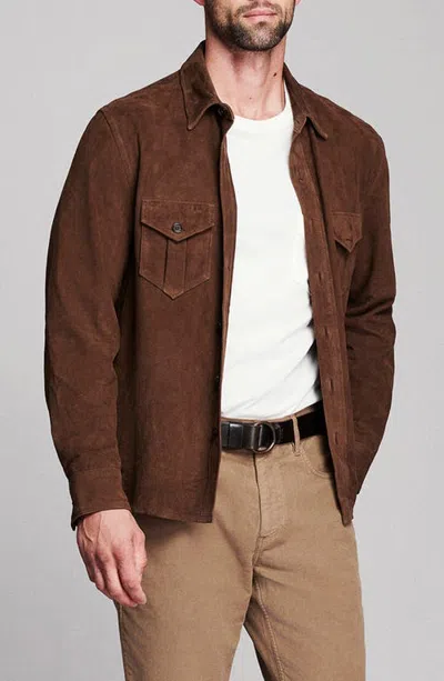 Billy Reid Featherweight Leather Shirt In Chocolate