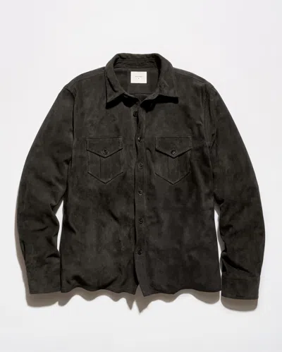 Billy Reid Featherweight Suede Scout Shirt In Brown