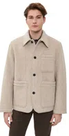 Billy Reid Felted Wool Chore Coat Dove Heather In Neutral