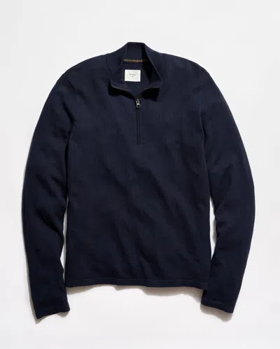 Billy Reid Fine Gauge Textured Half Zip In Blue