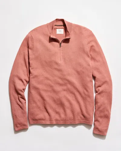 Billy Reid Fine Gauge Textured Half Zip In Pink
