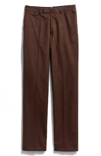 Billy Reid Flat Front Cotton Flannel Dress Pants In Brown