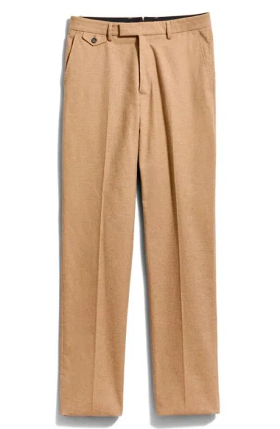 Billy Reid Flat Front Cotton Flannel Dress Pants In Brown