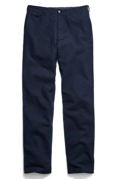 Billy Reid Flat Front Linen & Cotton Pants In Blue