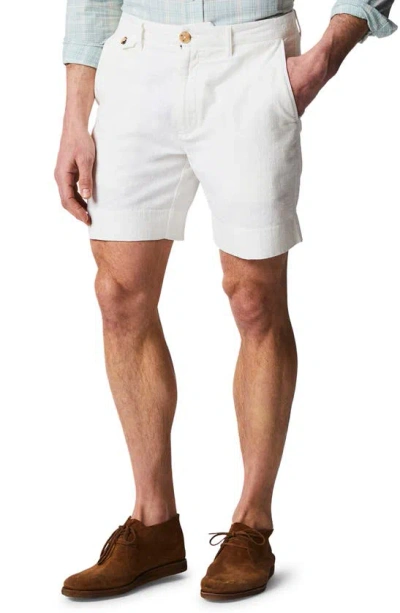 Billy Reid Flat Front Textured Cotton Shorts In Tinted White