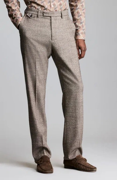 Billy Reid Flat Front Wool Blend Dress Pants In Neutral